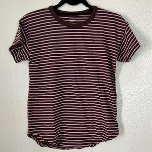 Madewell Striped Boxy Tee - dusty pink / brown